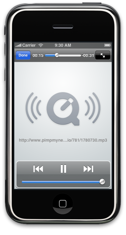 Audio player launched from a UIWebView