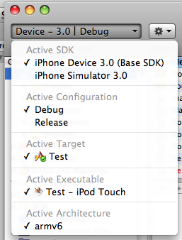 Xcode 3.1.3 Default List of Active iPhone SDKs