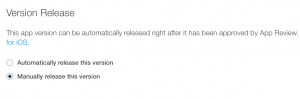 iTunesConnect Manually Release App